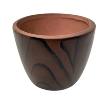 Blumen Übertopf aus Keramik braun mit Holzoptik 12x9,5x8,5cm