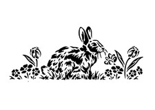 Schablone hase mit blumen - ",