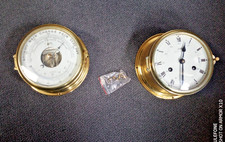 * SCHIFFSUHR MARINE SCHATZ ROYAL MARINER MESSING & Baro-Thermometer