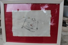 Frivole Tuschezeichnung Frosch auf Ski Angela Mayer Spannagel Blatt 5 von 15