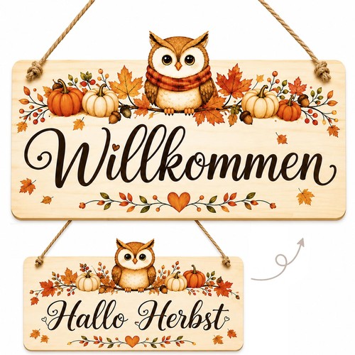 Herbst holzschild willkommen - holzschild,