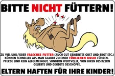 Blechschild 20x30cm Bitte nicht füttern Kolik Pferd Weide Stall Metall Schild