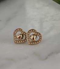 Pierre Lang Ohrringe Herzchen Gold Steinchen Neuwertig Ohrschmuck Süss