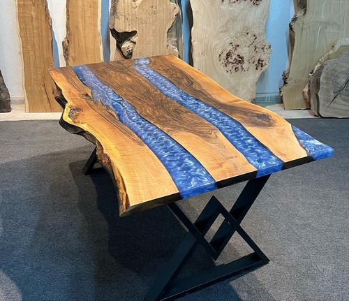 Ocean blue epoxy river - blue, table