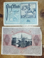 Alte Geldscheine Frankfurt Main 1918 + 1919 Gutschein Mark Notgeld Notgeldschein