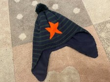 ✨NEU! Mini Boden: Super süße Baby Mütze Wolle blau Stern Gr. XS 2-4 Jahre Fleece