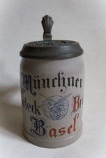 Hist. Bierkrug Bierseidel Münchner Warteck Bräu Basel