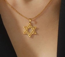 Anhänger Davidstern - Gold. Halskette mit Magen David Goldfarbig aus Edelstahl