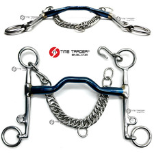 Portierte Weymouth Pelham blau süßes Eisen Pferd Bit Trense Größe 5"" 5,5"" 6"" Kette