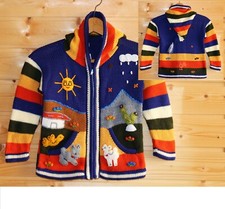 Strickjacke Zipfelkapuze blau