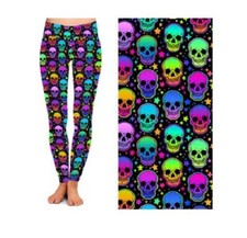 Neon Totenkopf Leggings mit