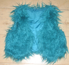 Schicke Fake Fur Kunst Fell Zottel Plüsch Weste, Türkis,  Yigga, 134 /  140