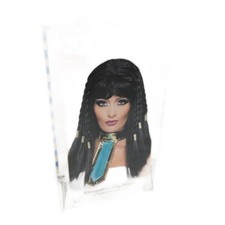 Smiffys Perücke Kopfschmuck Halloween Kleopatra Schwarz geflochten goldene Verzi