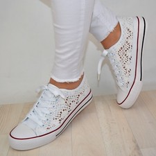 Damen Schuhe Sneaker Weiß Low Turnschuhe Sportschuhe Ballerina Freizeitschuhe