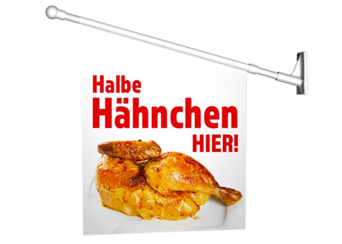 Werbefahne halbe hähnchen - werbefahne,