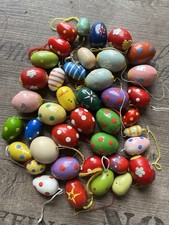 Ostereier Holz DDR Hängedeko Osterstrauss Konvolut 