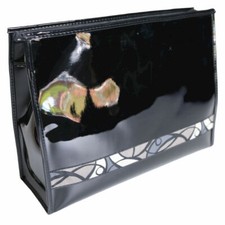 Hoch Glanz Handtasche aus Lackleder Kulturbeutel Kosmetiktasche Innenfächer