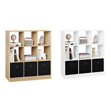 WOLTU Bücherregal Bücherschrank mit 9 Fächern 3 Schubladen Standregal Büroregal