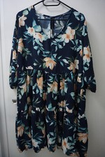 Damen Boho Kleid /Tunika/ Volant /Blumen Flower / Blau Gr 40-42 gut erhalten