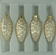 Lauschaer Glas Christbaumschmuck Tannenzapfen Eislack champagner mundgeblasen