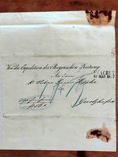 München-Gerolzhofen Antiker Brief Königreich Exped. Bayer. Zeitung Rechnung 1867