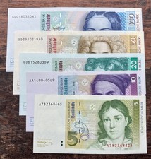 5 - 100 DM Scheine von 1989 -