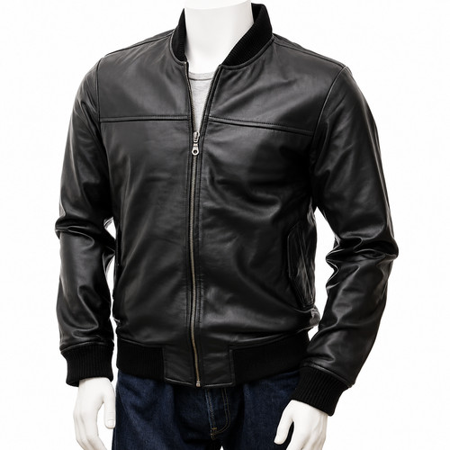 Herren schwarz leder - schwarz,