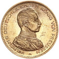 Preußen Wilhelm II. 20 Mark 1914 A Uniform Gold besseres Jahr vz+/f. stgl. J 253