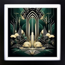 Fluss Art Deco gerahmte