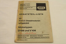 Hatz D108 V108 Diesel Motor luftgekühlt Ersatzteilliste ERsatzteilkatalog 1974