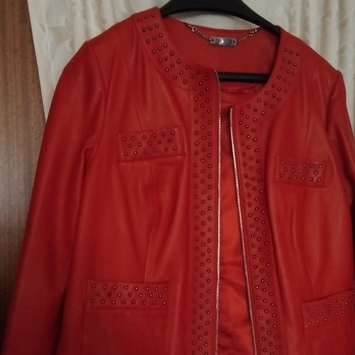Lammnappaleder jacke rot mit - rot,