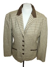 DAMEN  Tweed Sakko eher Gr 44 Kariert Blazer  Patches braun  Jacke Jacket