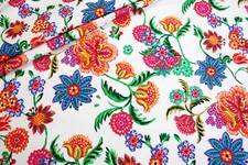 Stenzo Jersey  Stoff  bunte Blumen weiß 1m