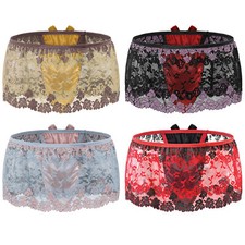 Herren Slip Crossdresser Boxershorts Rüschen Tanga Transvestite Höschen Spitze