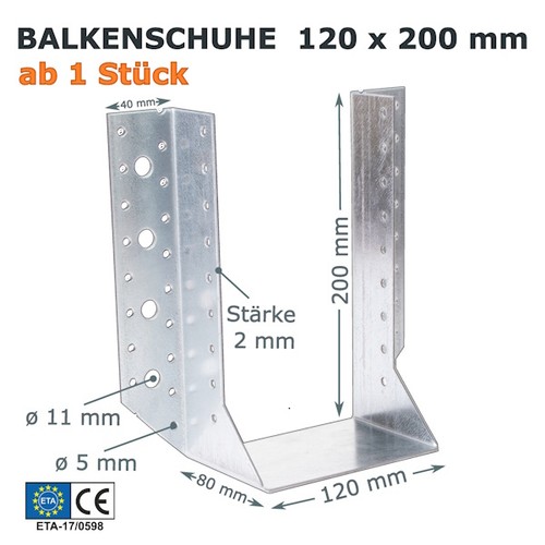 Balkenschuhe 120x200mm mit eta - 120x200mm,