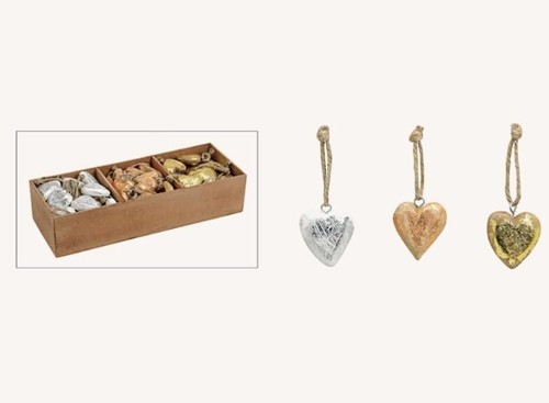 Stk holzherzen gold silber - 12,