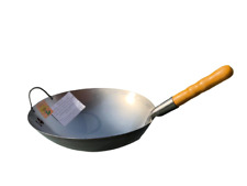 Wok Pfanne für Gasherd RUNDER Boden mit 2 Griffen aus Thailand Ø 32cm;38cm;44cm