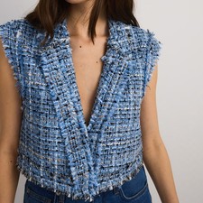 Kurze tweed weste - blau, locker