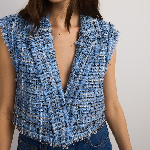 Kurze tweed weste blau locker - tweed-weste,
