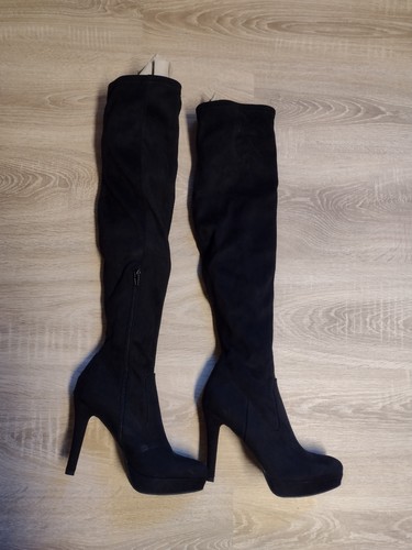 Damen overkneestiefel schwarz - overkneestiefel,