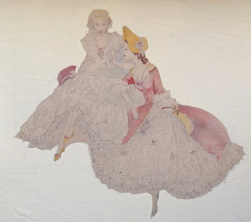 Vintage aquarell zwei damen - aquarell.,