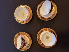 STW Bavaria 4 Tassen Teetassen Untertassen Porzellan Vergoldet