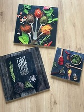 Glasbild  30x30 2x und 1x 20x20 , Motiv Gewürze , Küchenbilder 