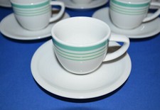 Rosenthal Mokka Espresso Service Epoque  6 Tassen + Unterteller Grüne Streifen