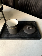 Habitat Scraffito Vintage seltene schwarze Zuckerdose mit Deckel Retro Geschirr