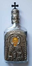 Weihwasser Flasche für 200ml Metall Ikone Hl.Nikolaus Niko Holy Water bottle