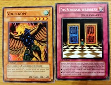 Yugioh Karten, "Vogelkopf" und "Das Schicksal verändern [Fallenkarte]"