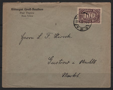 DR Infla EF Nr. 219 Rittergut Großbeuthen Post Thyrow 29.01.1923 n. Güstrow