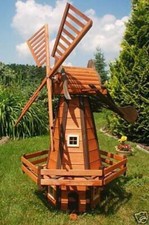 XXL Premium holländische Windmühle aus Holz 160cm kugelgelagert Garten-Deko 1,6m