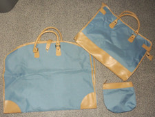 3er Damen Hand-/Reisetaschen SET Hellblau/Beige